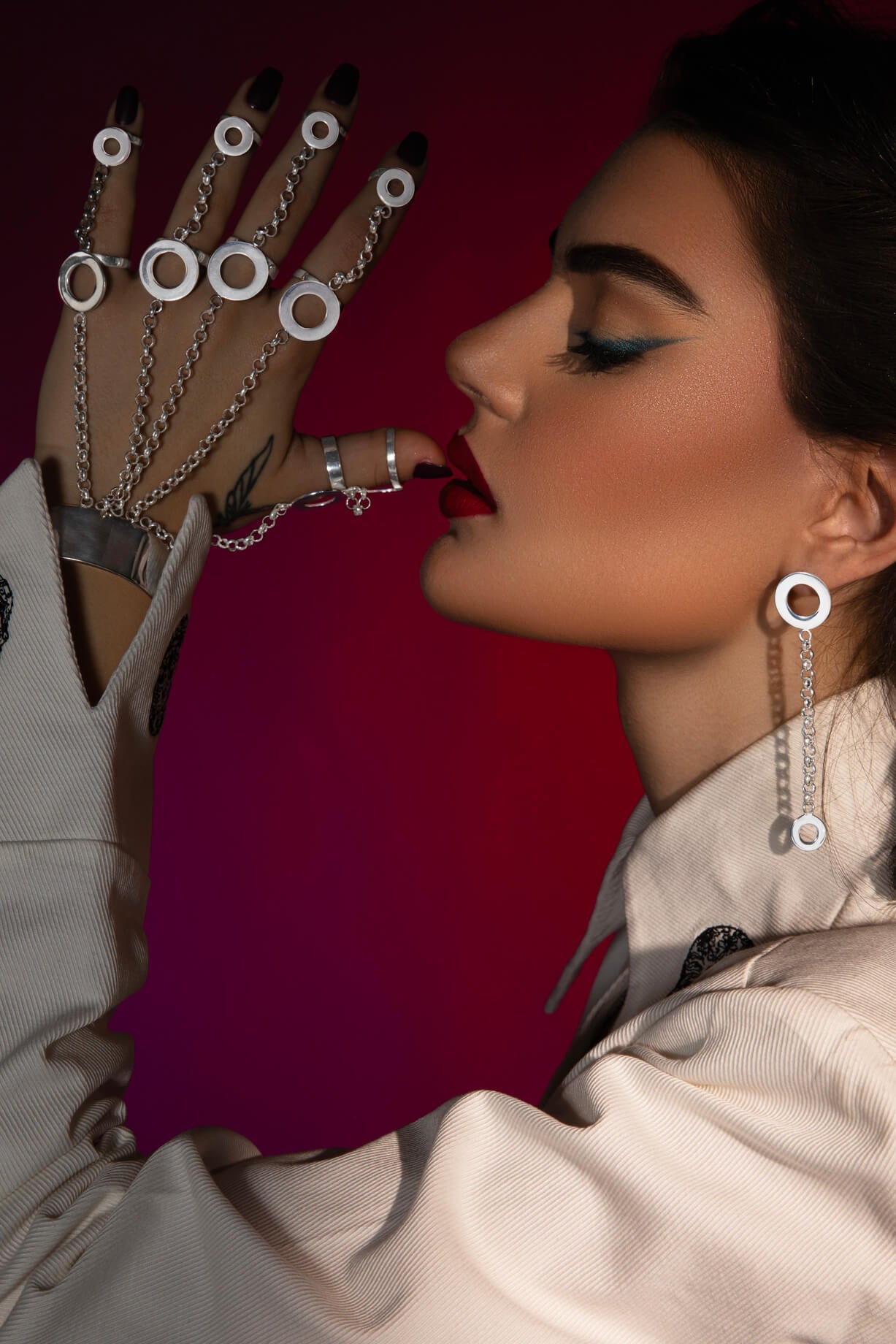 Unique Avant-garde Statement Gemini Bracelet. Ethically handmade of Sterling Silver 925.