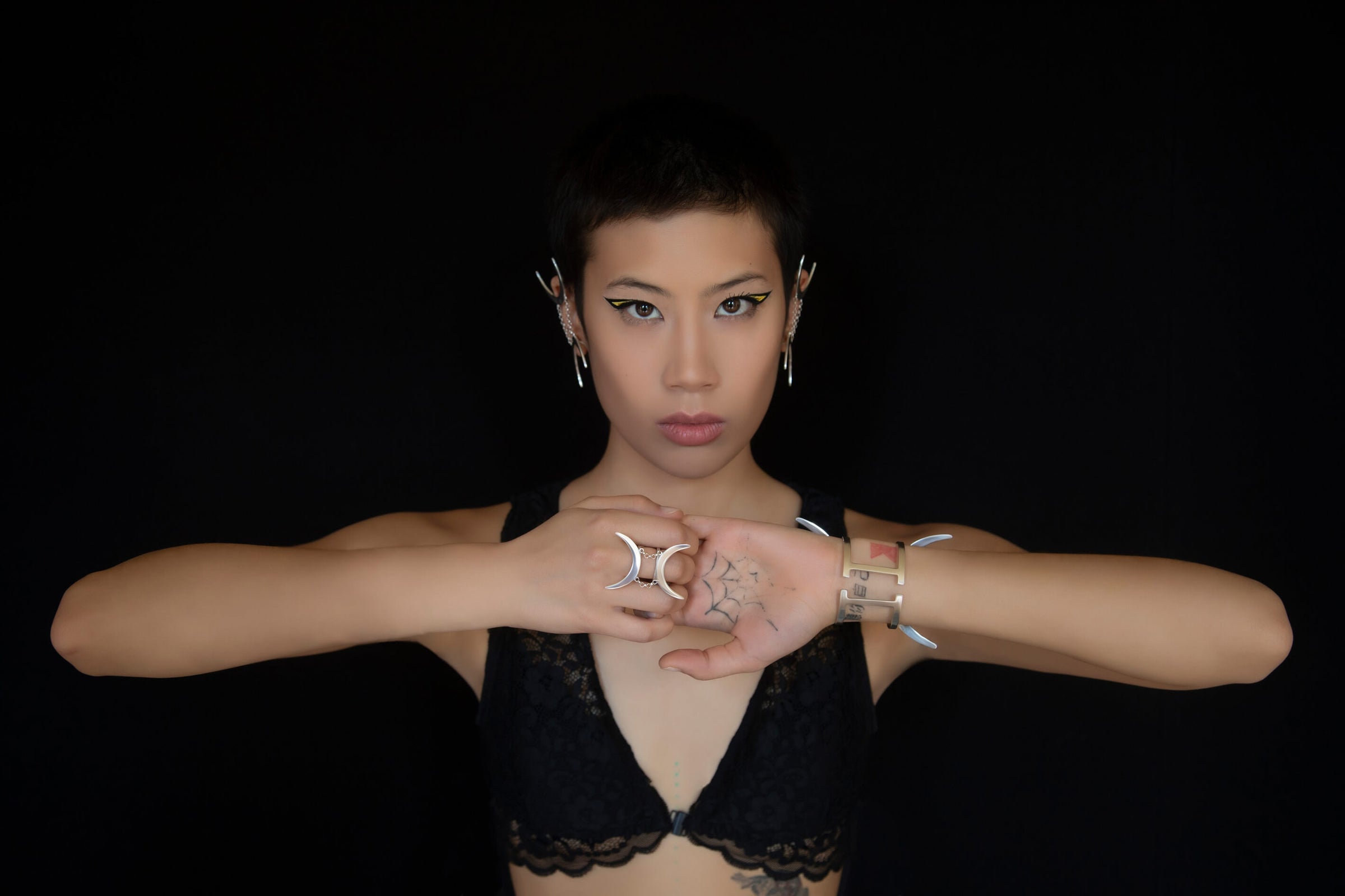 Unique Avant-garde statement Gemini Jewelry in Sterling Silver 925