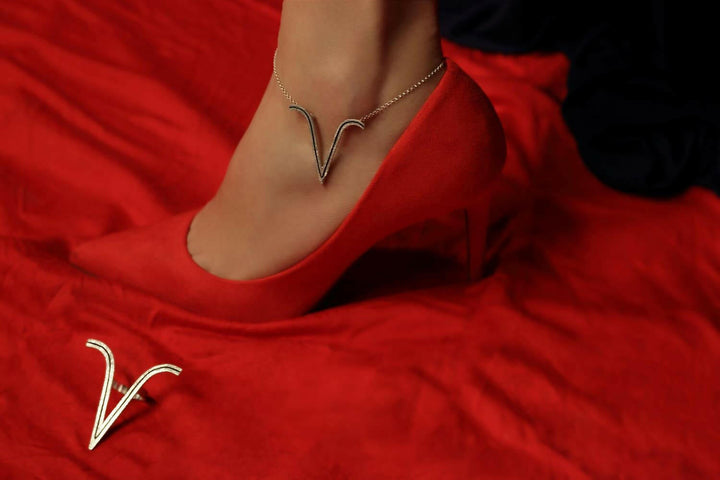 Aries Anklet, Sterling Silver 925. Unique design, limited edition, Mystic J.