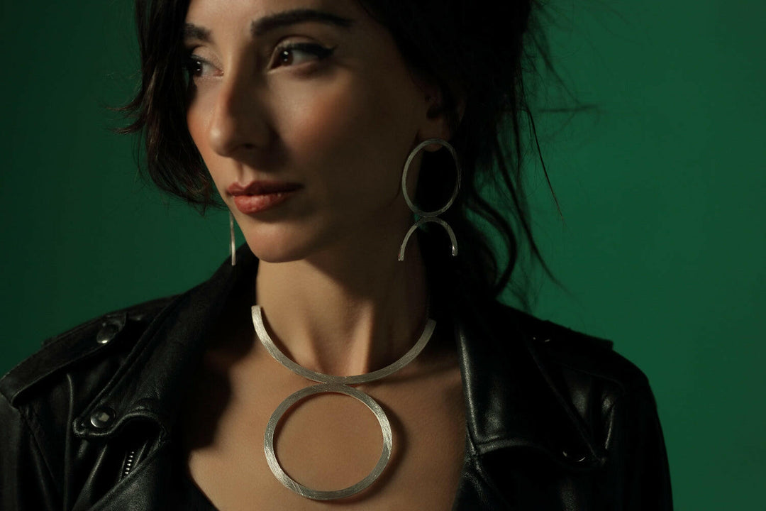 Taurus Avant-garde Statement Necklace - Fully handmade in Sterling Silver 925. The unique design of limited edition by Mystic J. #metal_sterling-silver-925