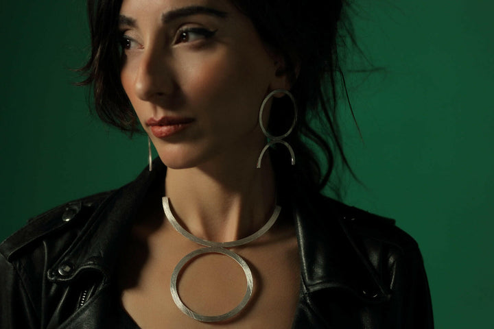 Taurus Avant-garde Statement Necklace - Fully handmade in Sterling Silver 925. The unique design of limited edition by Mystic J. #metal_sterling-silver-925