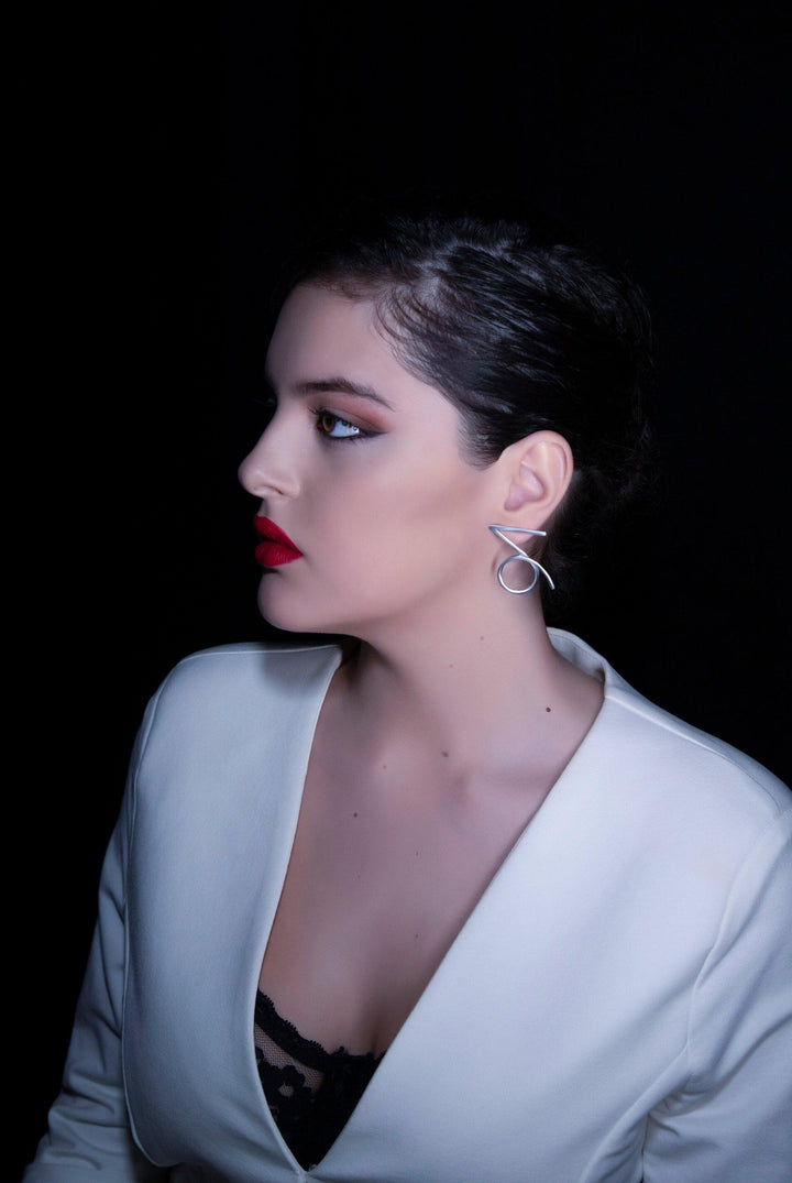 Capricorn Earrings - Ethically handmade of Sterling Silver 925. Contemporary unique design by Mystic J. Extraordinarily elegant!