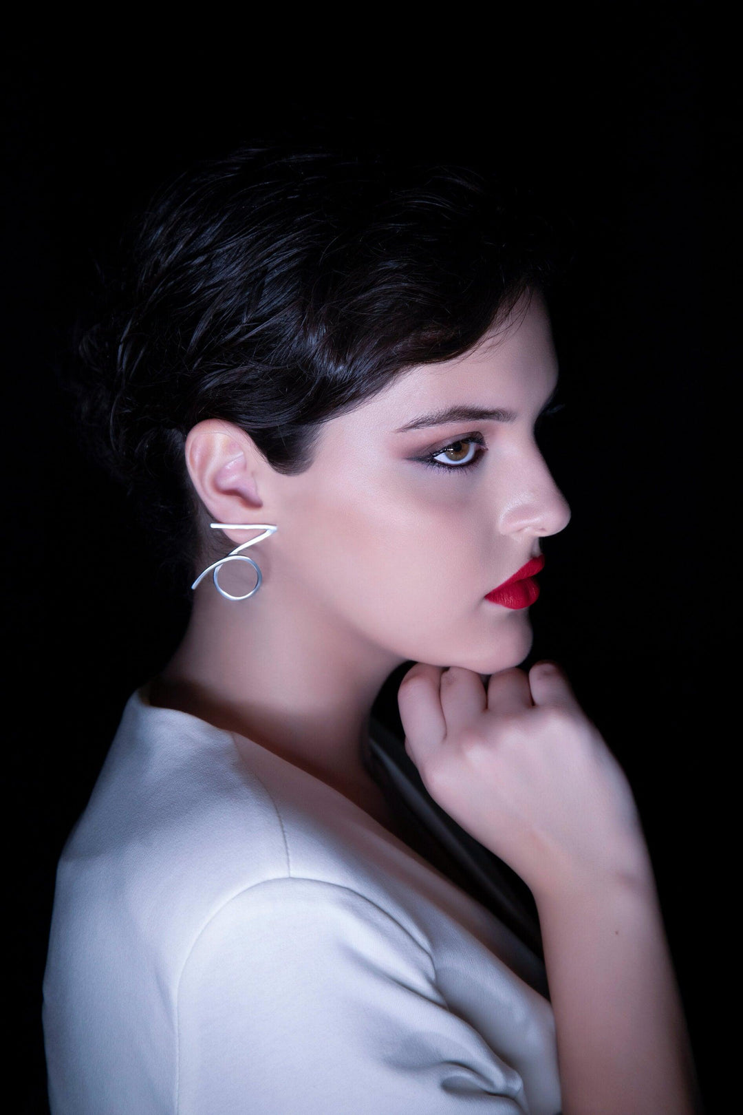 Capricorn Earrings - Ethically handmade of Sterling Silver 925. Contemporary unique design by Mystic J. Extraordinarily elegant!