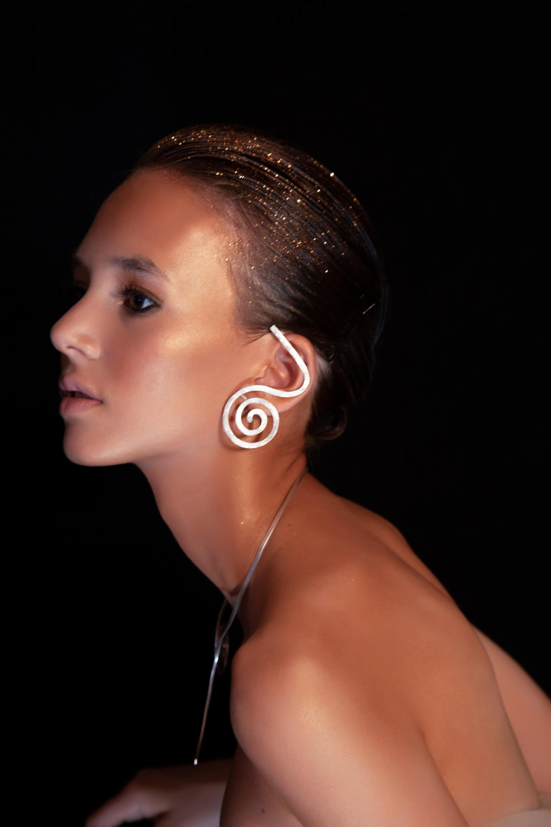 Unique Avant-garde statement Leo Ear Cuffs, ethically handmade of Sterling Silver 925, 18K Gold, 18K White Gold. Contemporary fashion jewelry by Mystic J. #metal_sterling-silver-925