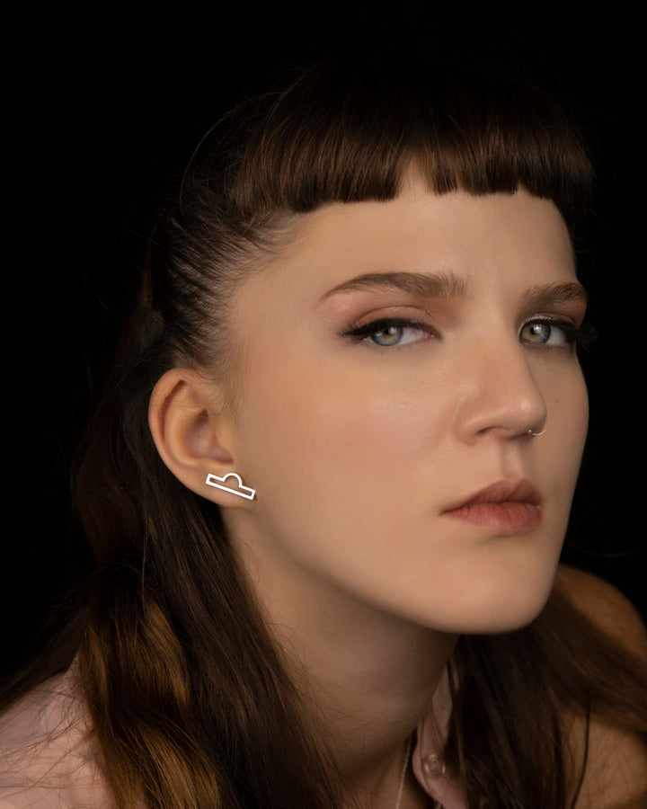Unisex Libra Earrings in Sterling Silver 925.