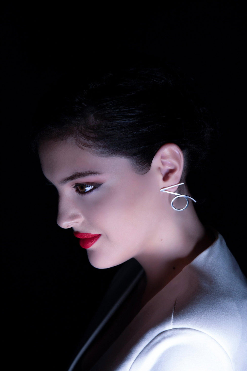 Capricorn Earrings - Ethically handmade of Sterling Silver 925. Contemporary unique design by Mystic J. Extraordinarily elegant!