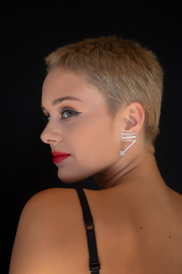The unique Avant-garde Scorpio earrings, ethically handmade of Sterling Silver 925, with 0,03 Ct. Diamonds by Mystic J. #metal_sterling-silver-925