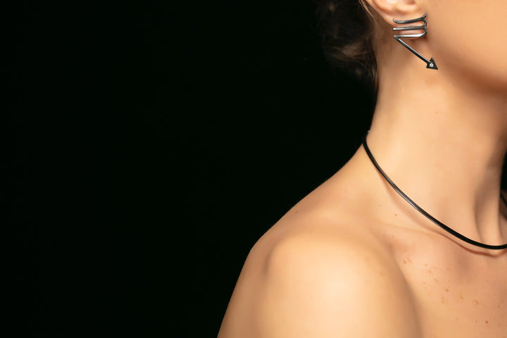 Scorpio Earrings - Fully handmade in Sterling Silver 925, plated in black Rhodium, with Diamonds 0,03CT. Contemporary unique design by Mystic J, for your sexual look.