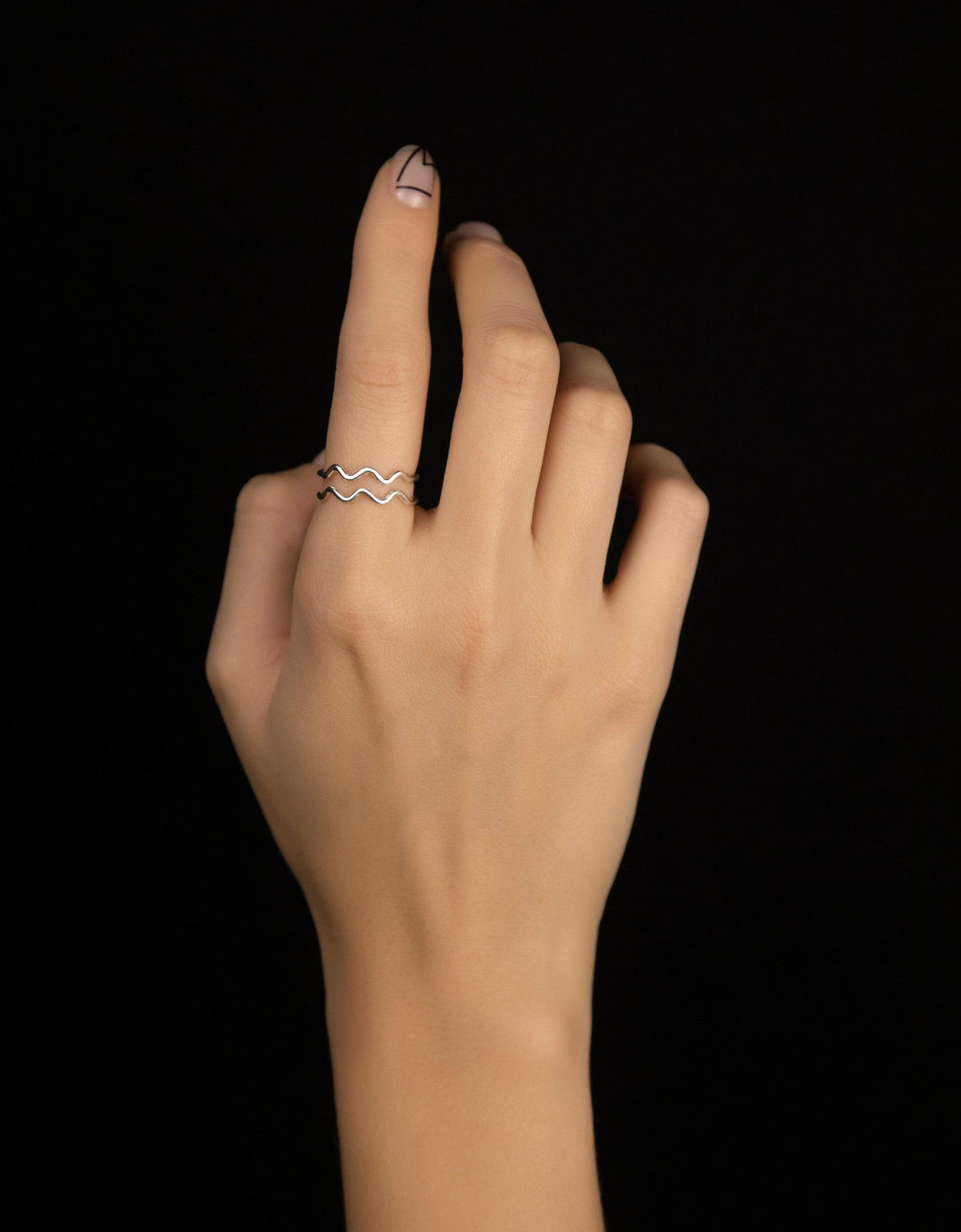 Unisex Aquarius Ring in Sterling Silver 925.