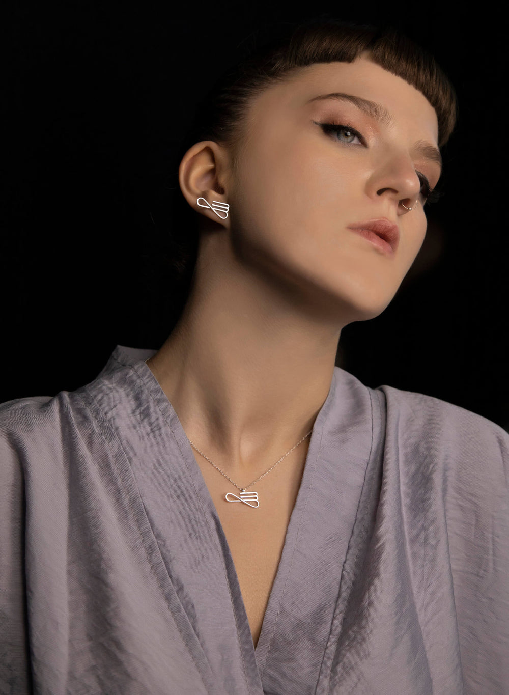 Unisex Virgo Earrings & Necklace in Sterling Silver 925