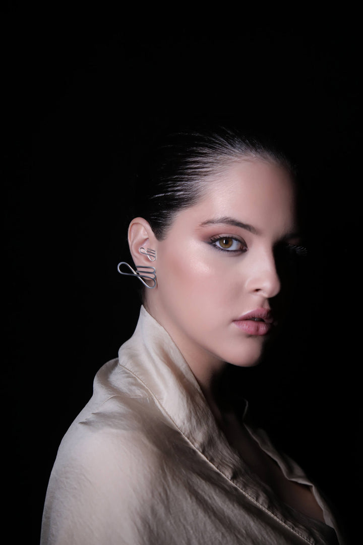 Unique contemporary fashion Virgo Infinity Earrings & Piercing - Ethically handmade of Sterling Silver 925, 18K Gold and White Gold.