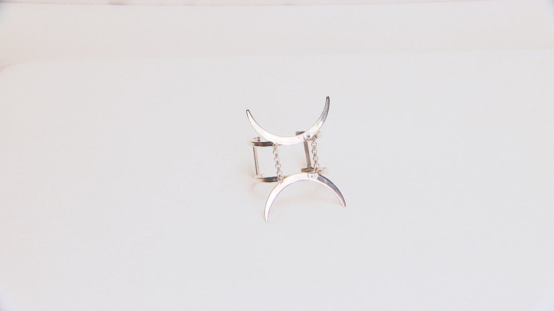 Gemini Avant-garde Statement Bracelet - Ethically handmade of Sterling Silver 925. Contemporary unique design of limited edition by Mystic J for your luxury look.