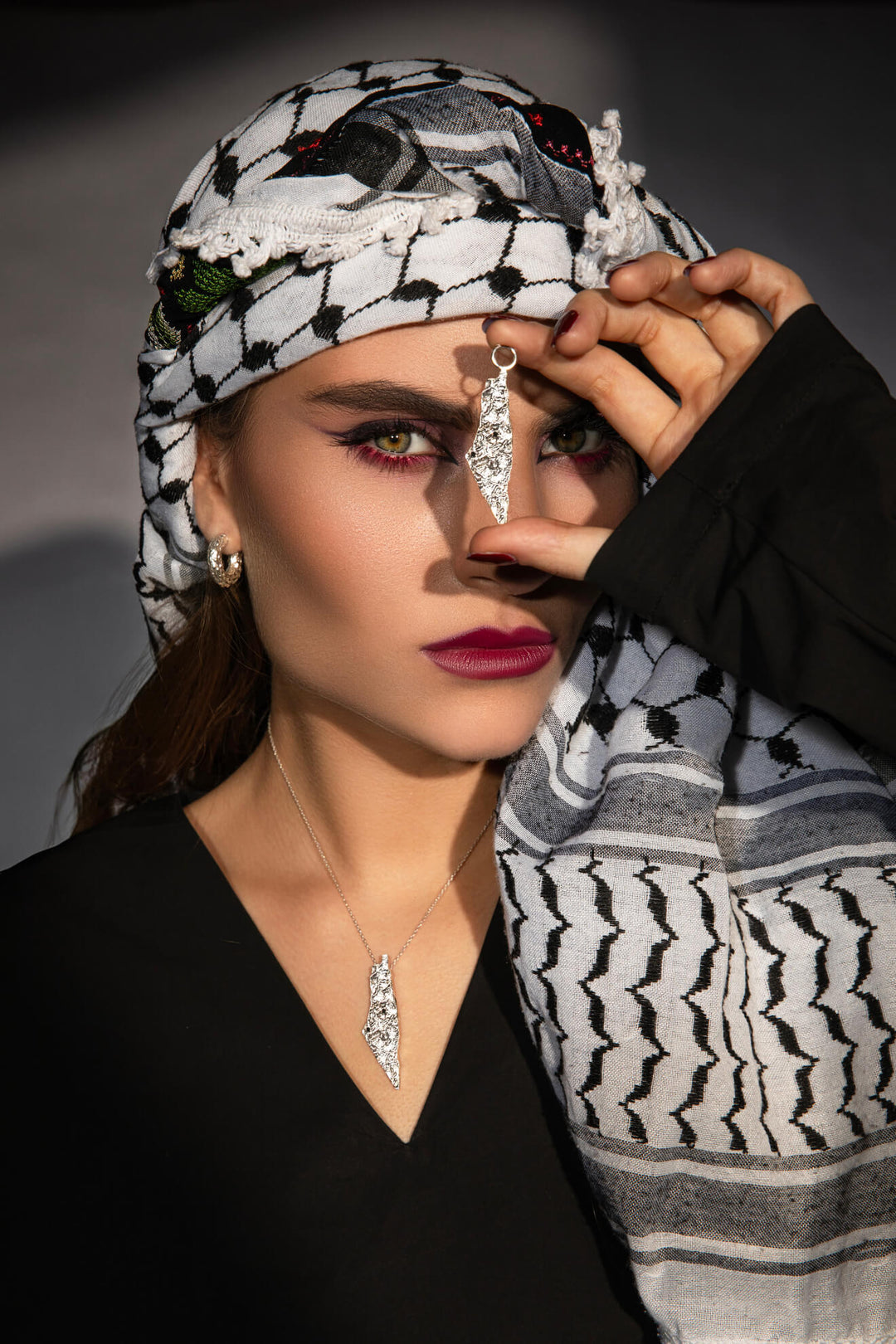 Palestine collection — solidarity jewelry handmade in recycled sterling silver with black diamonds