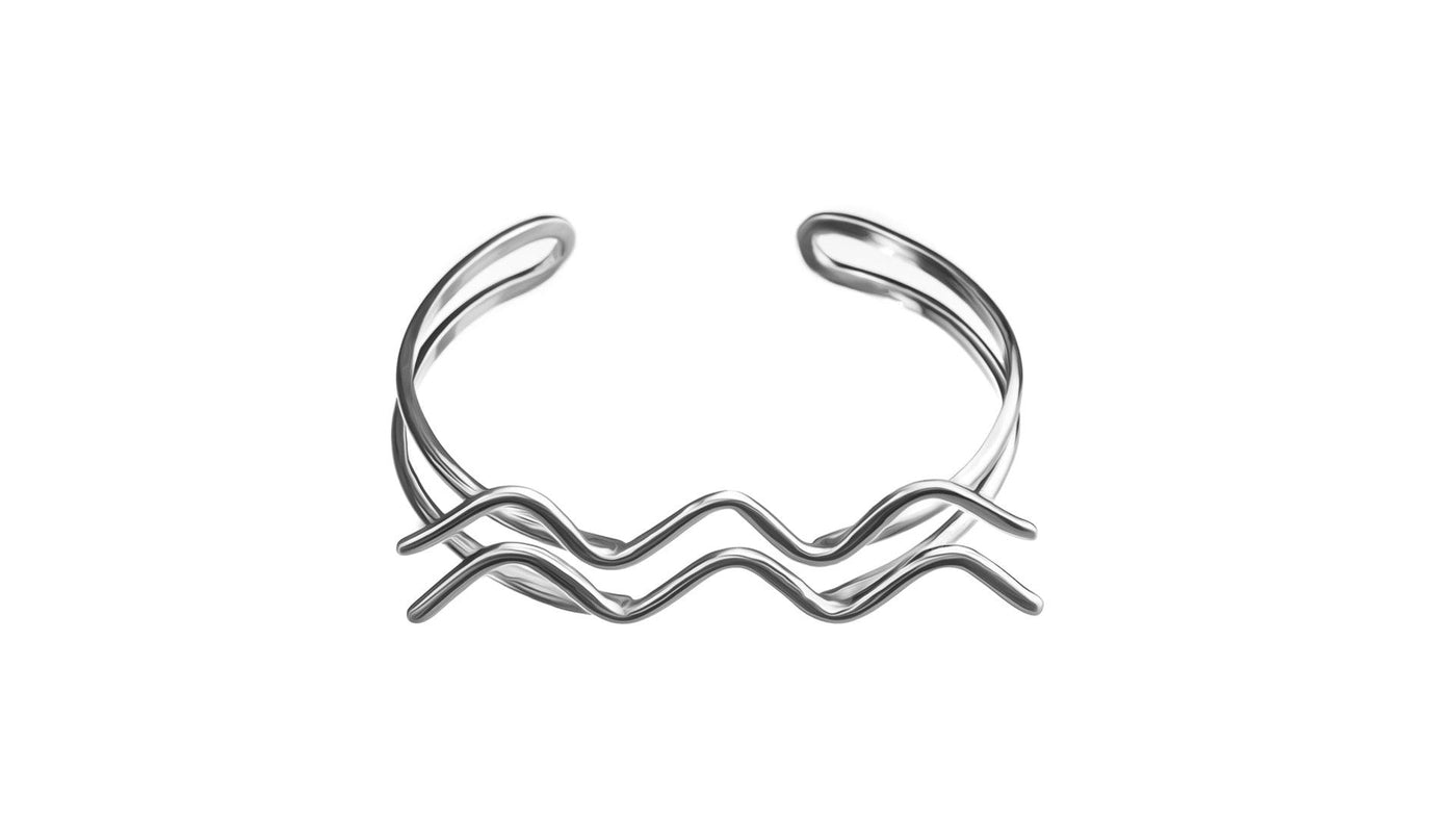 Aquarius Bracelet - Fully handmade of Sterling Silver 925. Minimalist unique design by Mystic J, for your original look.