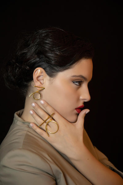 Capricorn Earrings, ethically handmade of 18K Gold.