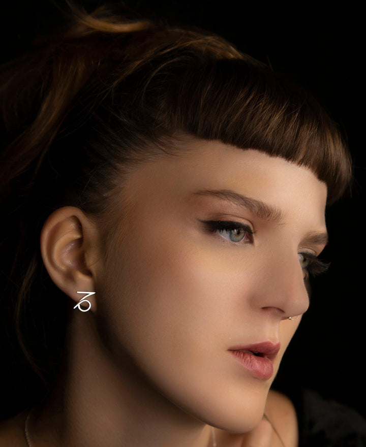 Unisex Capricorn Earrings in Sterling Silver 925.