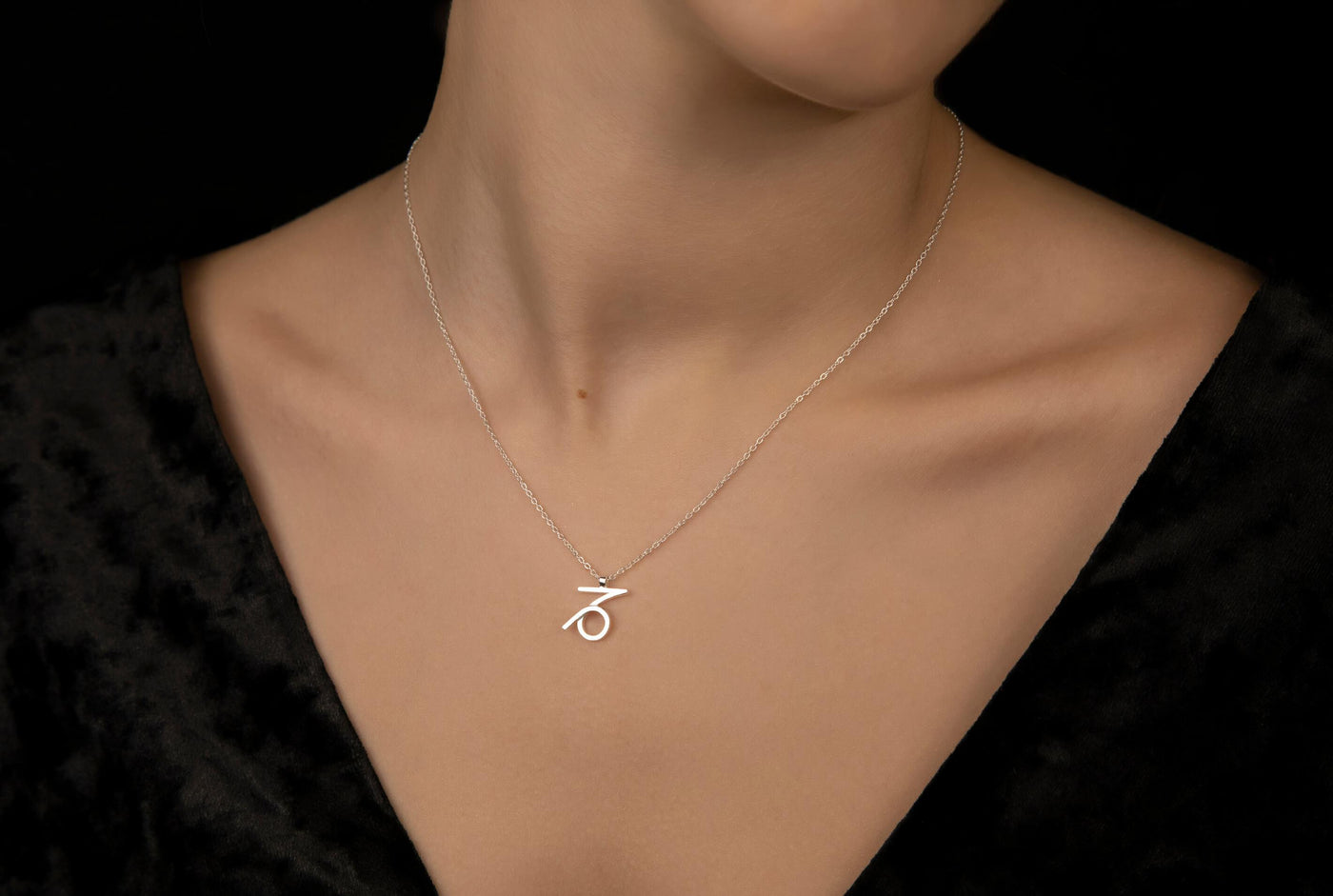 Unisex Capricorn Necklace in Sterling Silver 925
