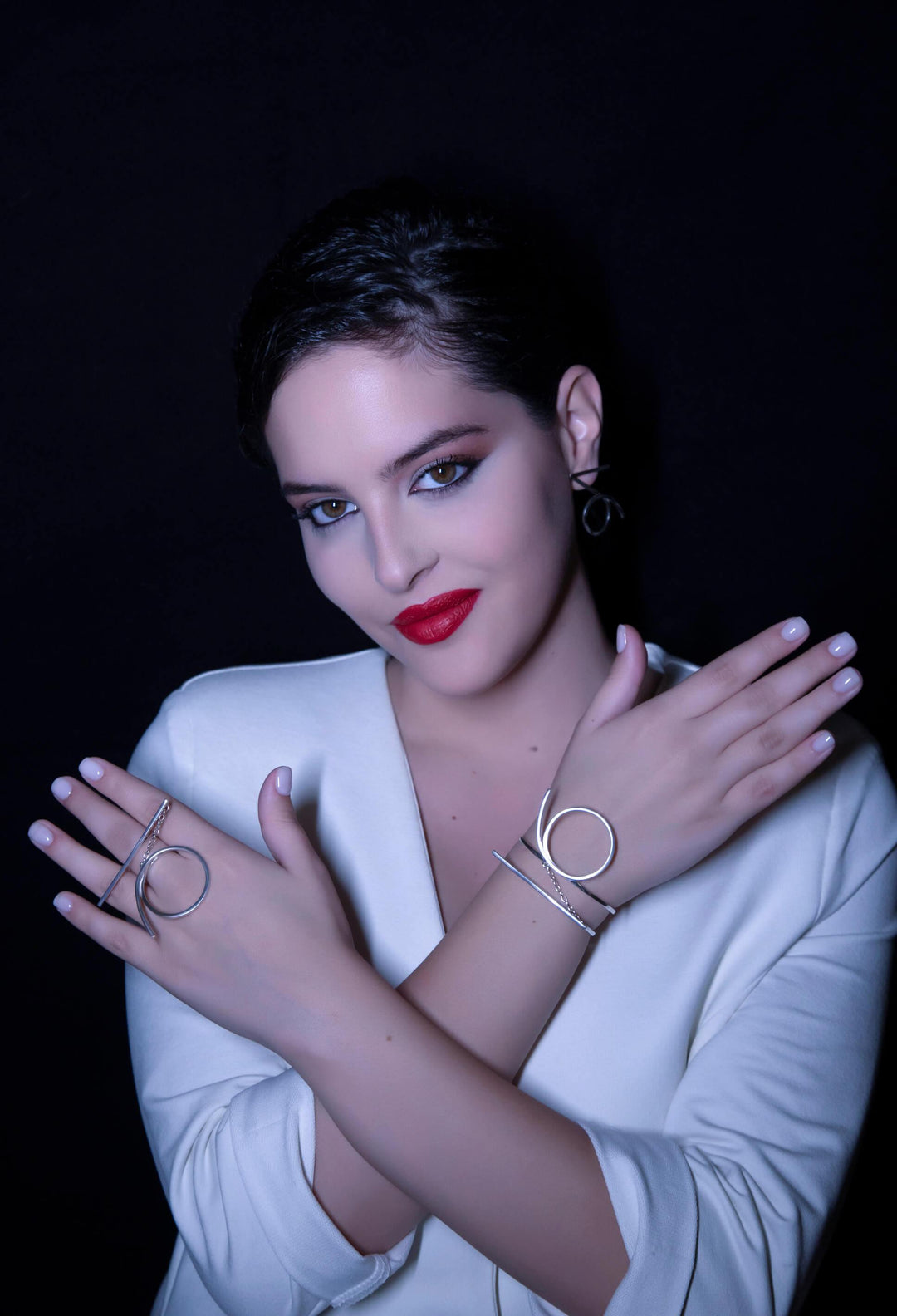 Capricorn Ring & Bracelet in Symmetric Avant-garde. Ethically handmade of Sterling Silver 925.