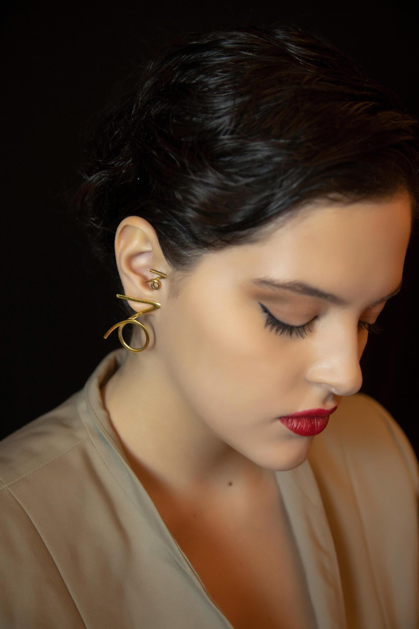 Capricorn Earrings, ethically handmade of 18K Gold.