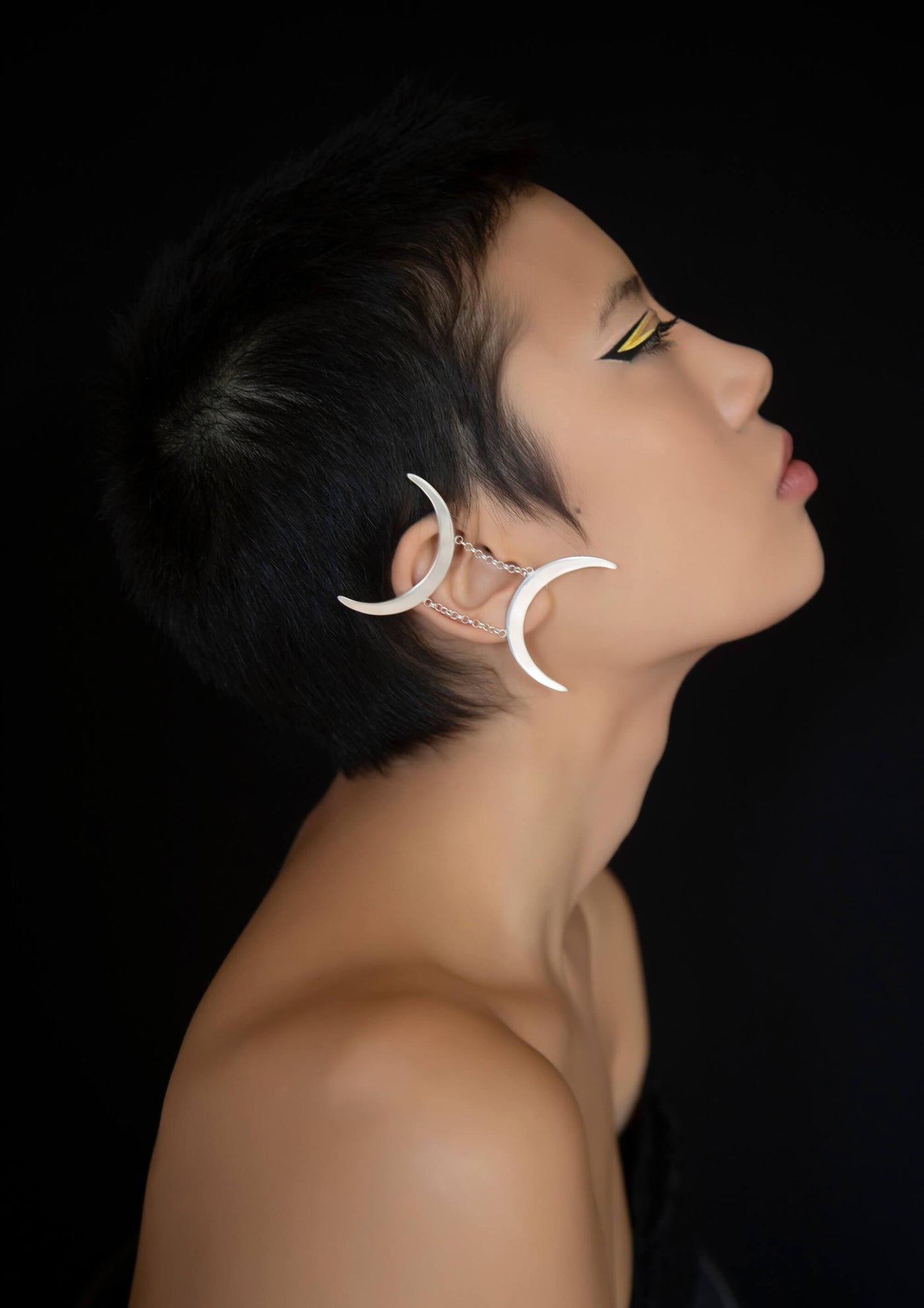 Unique Avant-garde statement Gemini Ear Cuffs - Ethically handmade of Sterling Silver 925. Contemporary unique design of limited edition by Mystic J for your luxury look.
