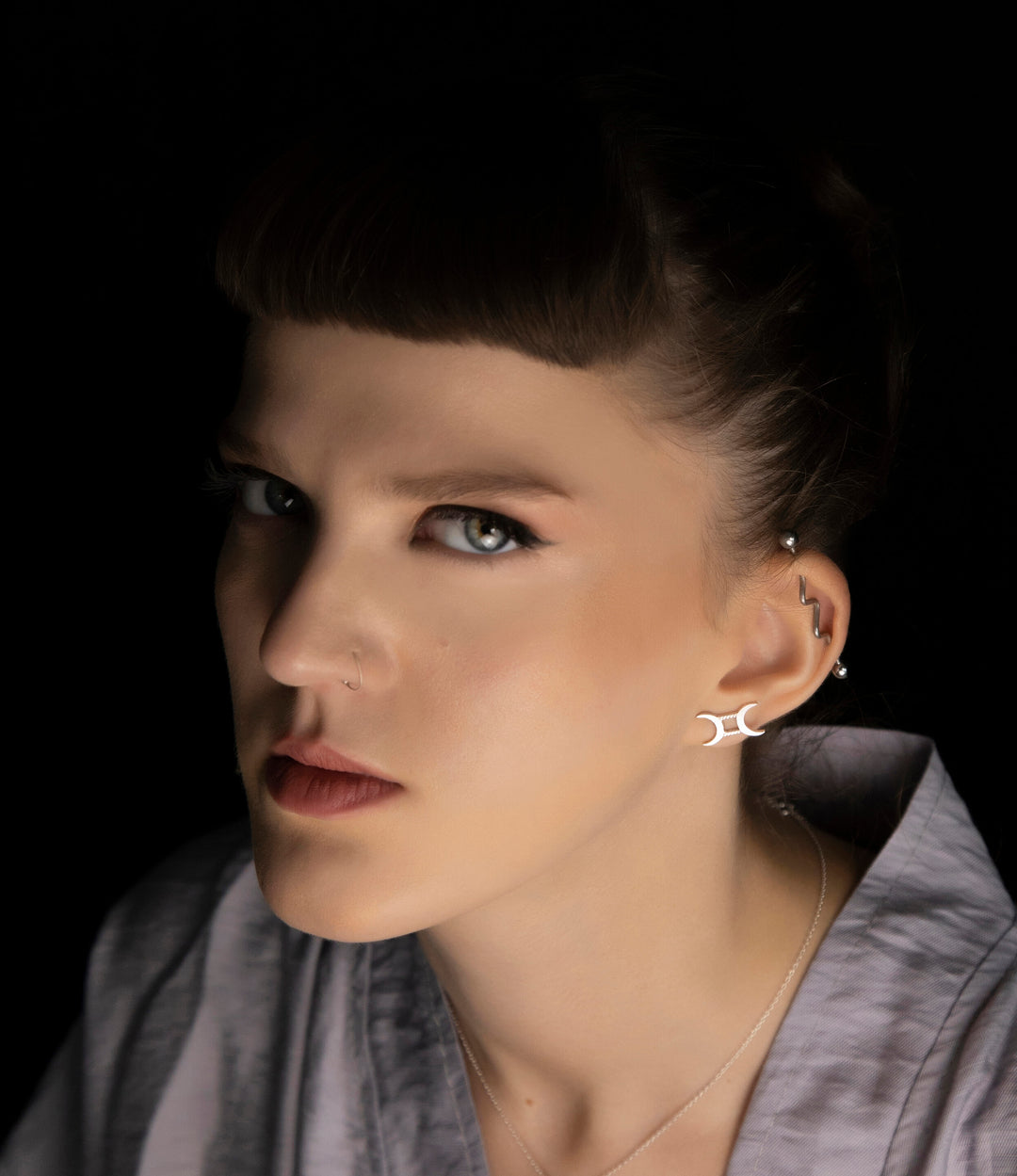 The unisex Nano Gemini Earrings, Ethically Handmade of Sterling Silver 925.