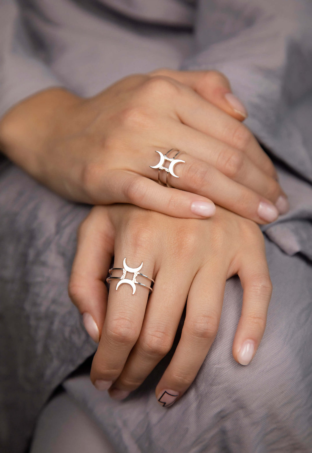 Unisex Nano Gemini Rings, Ethically Handmade of Sterling Silver 925.