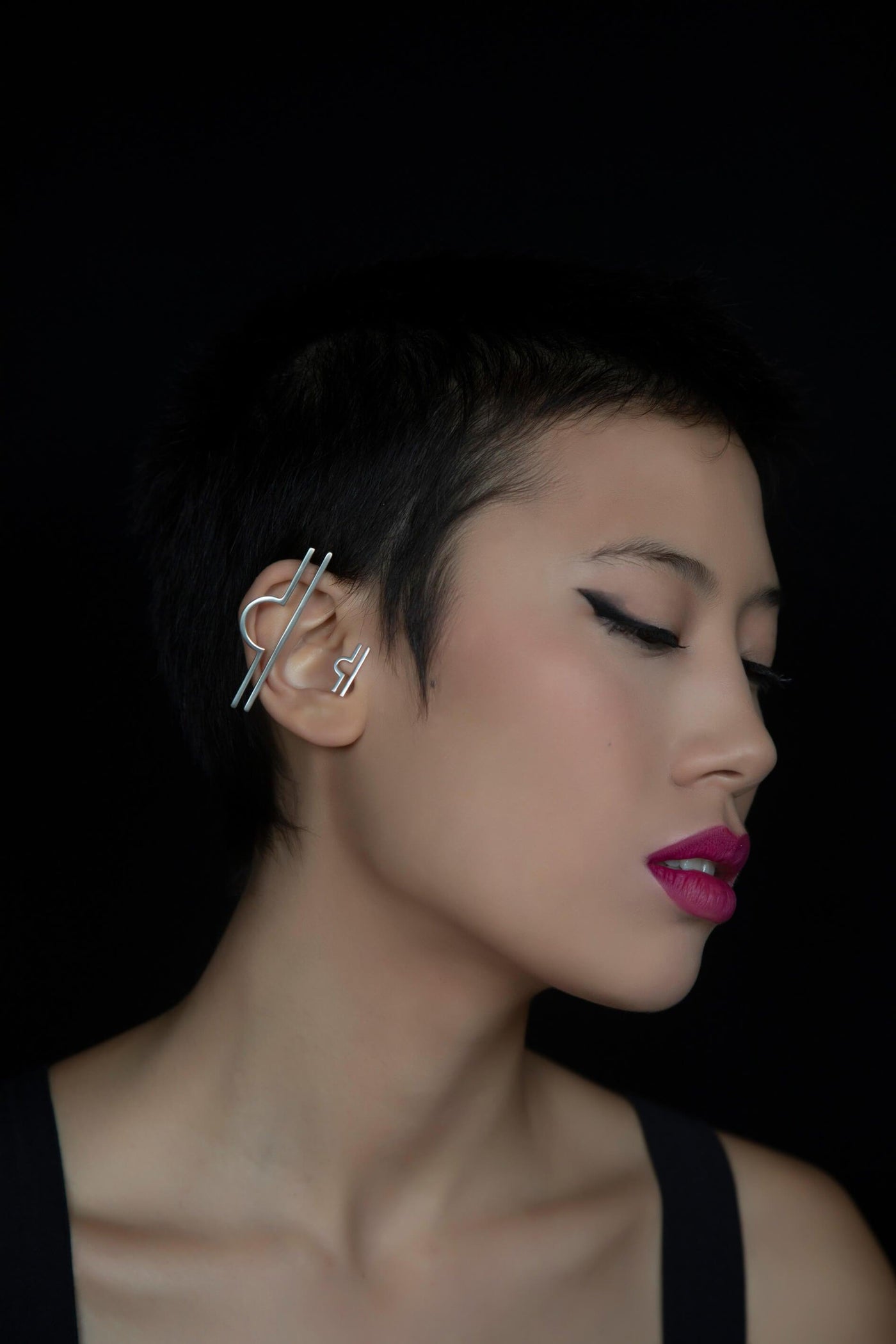 Libra Mono Ear Cuff & Libra Piercing, ethically handmade of Sterling Silver 925.