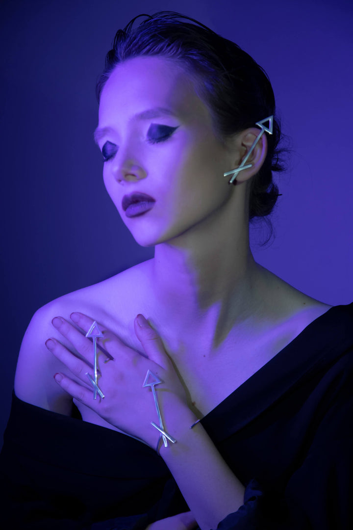 Sagittarius Ear cuff, Ring & Bracelet in Symmetric Avant-garde.