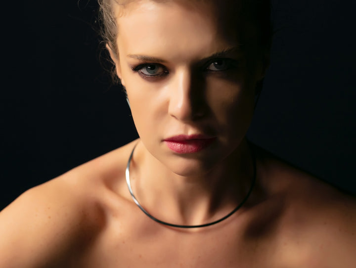 Scorpio Choker - Fully handmade in Sterling Silver 925, plated in black Rhodium, with Diamond 0,03CT. Contemporary unique design by Mystic J, for your sexual look.