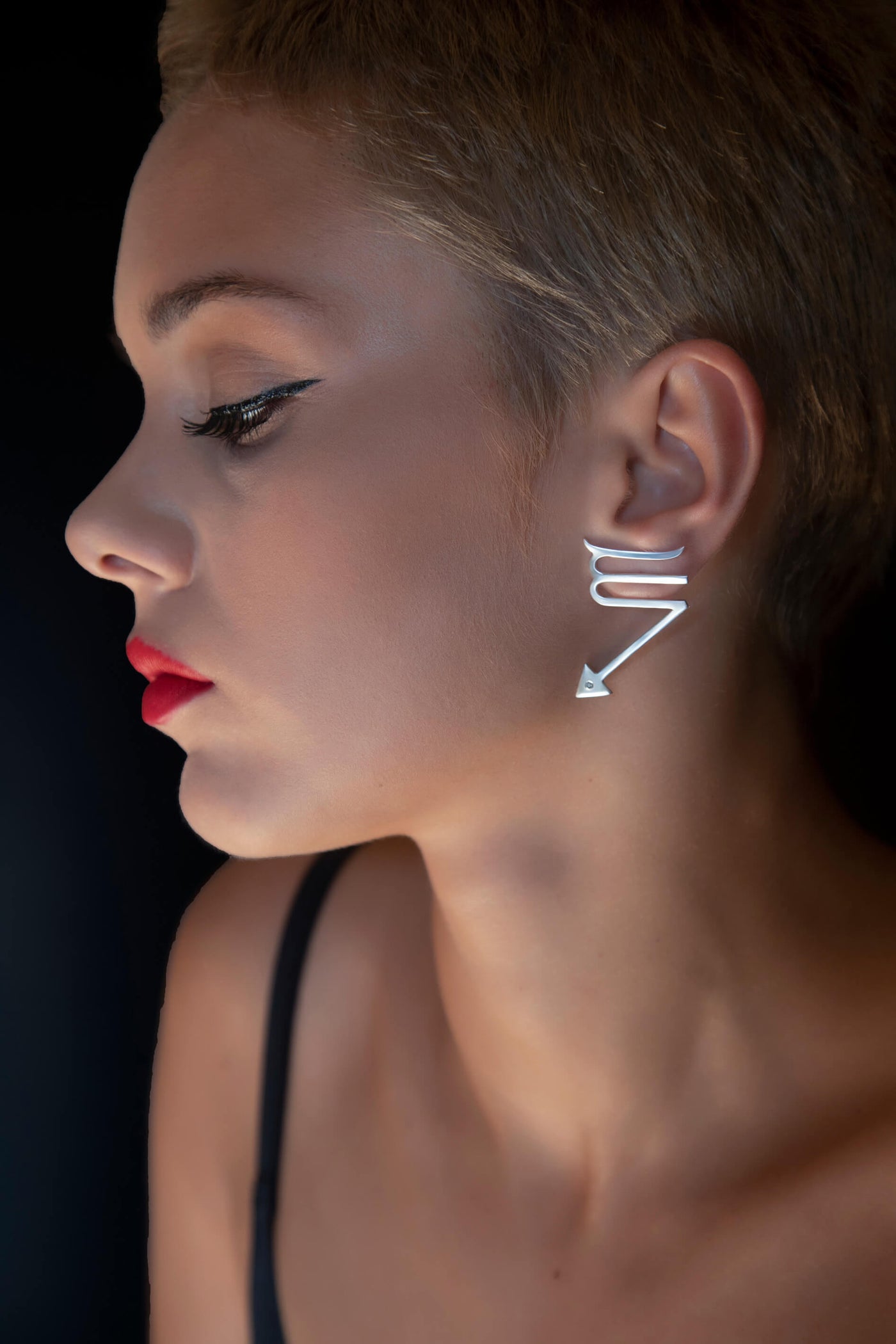 The unique Avant-garde Scorpio earrings, ethically handmade of Sterling Silver 925, with 0,03 Ct. Diamonds by Mystic J. #metal_sterling-silver-925