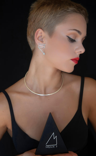 The unique Avant-garde Scorpio earrings & choker, ethically handmade of Sterling Silver 925, with 0,03 Ct. Diamonds by Mystic J. #metal_sterling-silver-925