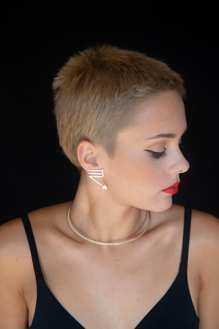 The unique Avant-garde Scorpio earrings & choker, ethically handmade of Sterling Silver 925, with 0,03 Ct. Diamonds by Mystic J. #metal_sterling-silver-925