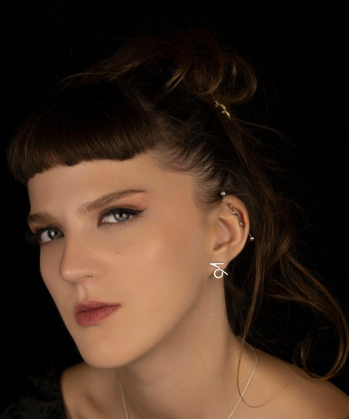 Unisex Capricorn Earrings in Sterling Silver 925.