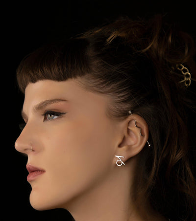 Unisex Capricorn Earrings in Sterling Silver 925.