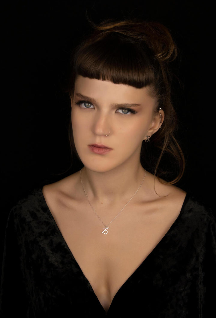 Unisex Capricorn Necklace in Sterling Silver 925