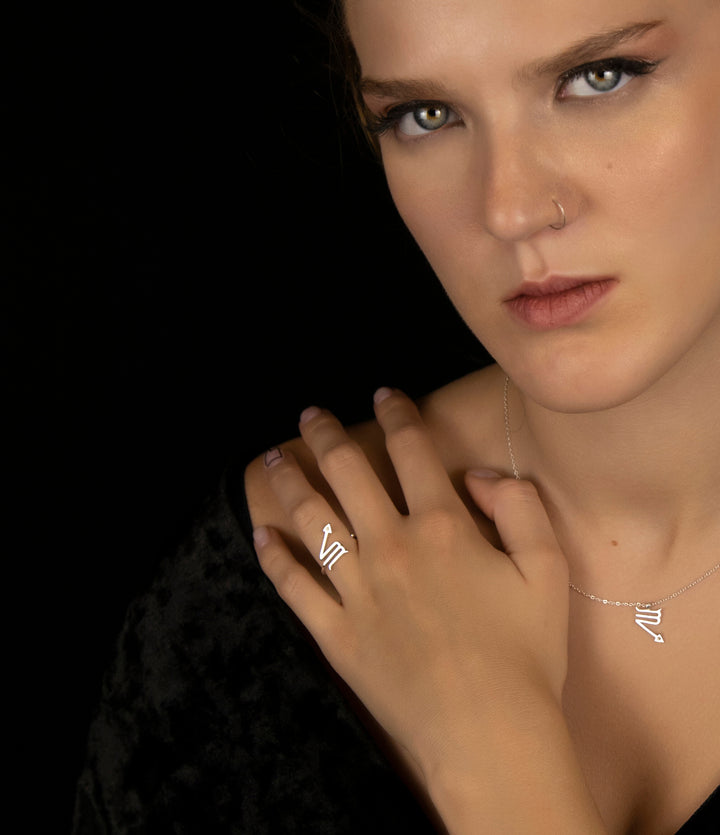 Unisex Scorpio Ring in Sterling Silver 925 with a 0.017 Ct. Diamond.