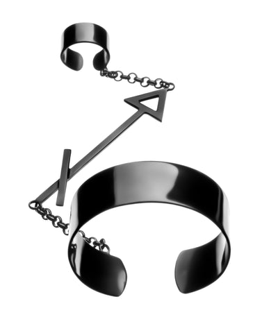 Sagittarius Ring Bracelet - Fully handmade of Sterling Silver 925, plated in black Rhodium. Contemporary unique design by Mystic J, for your extraordinary look.