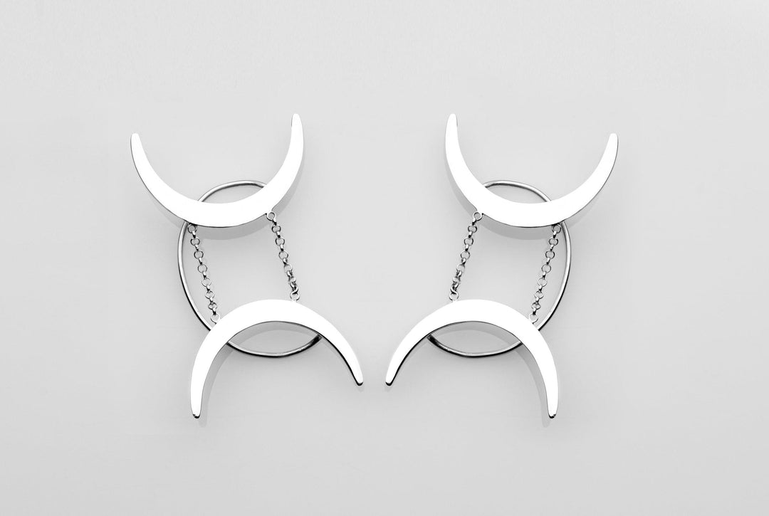 Gemini Ear Cuffs - Fully handmade in Sterling Silver 925. Contemporary unique design of limited edition by Mystic J for your luxury look.