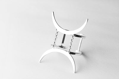 Gemini Avant-garde Statement Bracelet - Fully handmade in Sterling Silver 925. Contemporary unique design of limited edition by Mystic J for your luxury look.