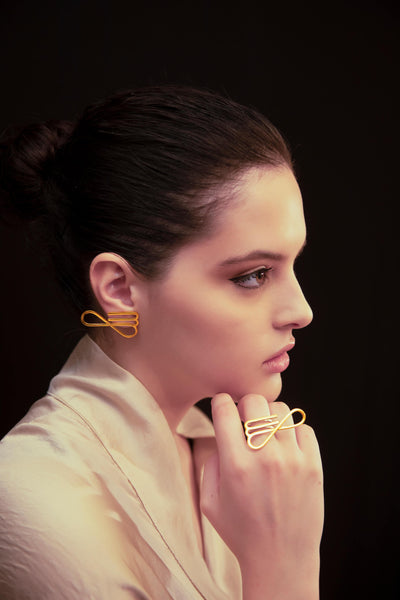 Virgo Infinity Earrings & Ring, ethically handmade of 18K Gold. 