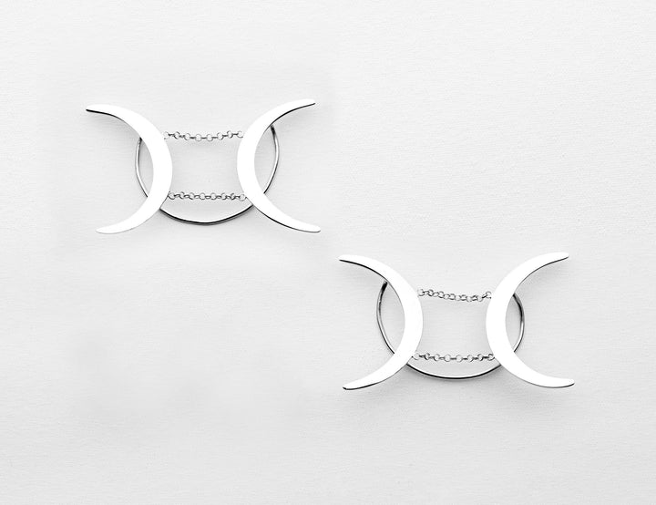 Gemini Ear Cuffs - Fully handmade in Sterling Silver 925. Contemporary unique design of limited edition by Mystic J for your luxury look.